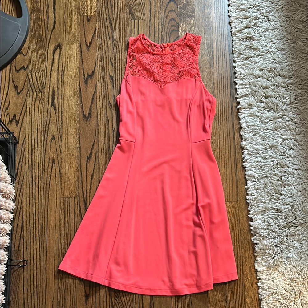 Forever 21 Orange Pink Halter A-line Midi Dress